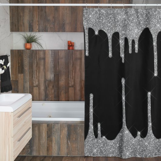 Silver Glitter drukt glam Sparkle aan Douchegordijn