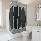 Silver Glitter drukt glam Sparkle aan Douchegordijn (In situ)