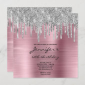 Silver Glitter drukt roze Folie 60e verjaardag Kaart (Voorkant / Achterkant)