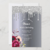 Silver glitter druppelfloralen kaart (Voorkant)