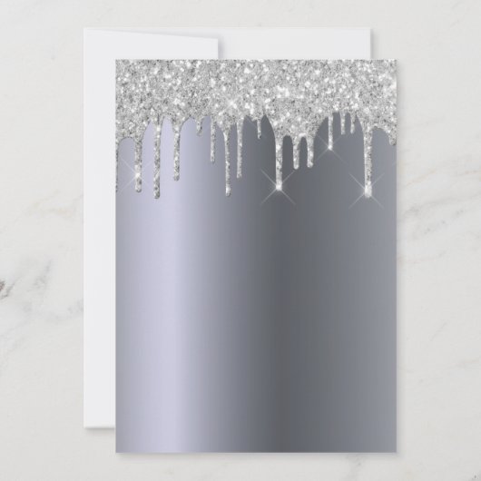 Silver glitter druppelfloralen kaart (Achterkant)