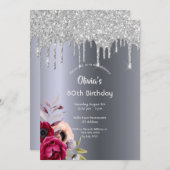 Silver glitter druppelfloralen kaart (Voorkant / Achterkant)