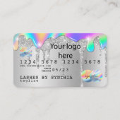 Silver glitter druppels Credit Kaart hologram add Visitekaartje (Voorkant)