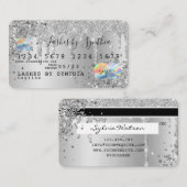 Silver glitter druppels Credit Kaart hologram add  Visitekaartje (Voorkant / Achterkant)