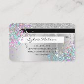 Silver glitter druppels Credit Kaart hologram add  Visitekaartje (Achterkant)