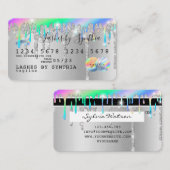 Silver glitter druppels Credit Kaart hologram add  Visitekaartje (Voorkant / Achterkant)