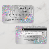 Silver glitter druppels Credit Kaart hologram add  Visitekaartje (Voorkant / Achterkant)