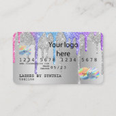 Silver glitter druppels Credit Kaart hologram add  Visitekaartje (Voorkant)