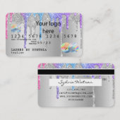 Silver glitter druppels Credit Kaart hologram add Visitekaartje (Voorkant / Achterkant)