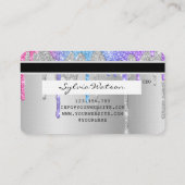 Silver glitter druppels Credit Kaart hologram add Visitekaartje (Achterkant)