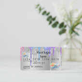 Silver glitter druppels Credit Kaart hologram add Visitekaartje (Staand voorkant)