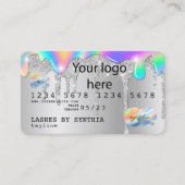 Silver glitter druppels Credit Kaart hologram add  Visitekaartje (Voorkant)