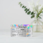 Silver glitter druppels Credit Kaart hologram add  Visitekaartje (Staand voorkant)