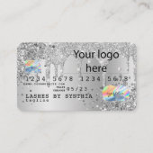 Silver glitter druppels Credit Kaart hologram add  Visitekaartje (Voorkant)