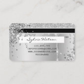 Silver glitter druppels Credit Kaart hologram add  Visitekaartje (Achterkant)