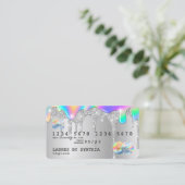 Silver glitter druppels Credit Kaart hologram Visitekaartje (Staand voorkant)