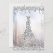 Silver Glitter-druppels, diamanten Dress Quinceane Kaart (Achterkant)