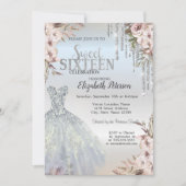Silver Glitter Druppels Jurk Bloemen Zoet 16 Kaart (Voorkant)