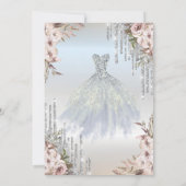 Silver Glitter Druppels Jurk Bloemen Zoet 16 Kaart (Achterkant)