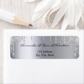 Silver glitter druppels retouradres etiket (Insitu)