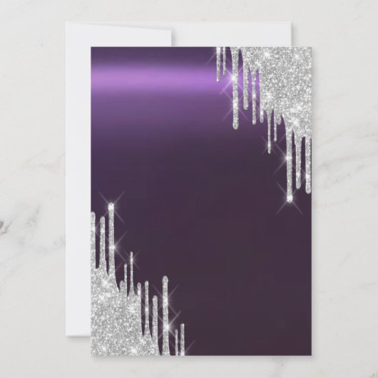 Silver Glitter Druppelt Ballonnen Paarse Pensioen Kaart (Achterkant)