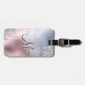 Silver Glitter druppelt blauw Roos goud Metallic Bagagelabel (Voorkant horizontaal)