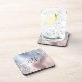 Silver Glitter druppelt blauw Roos goud Metallic Bier Onderzetter (Rechterzijde)