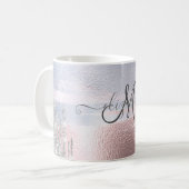 Silver Glitter druppelt blauw Roos goud Metallic Koffiemok (Voorkant links)