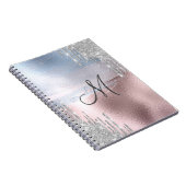 Silver Glitter druppelt blauw Roos goud Metallic Notitieboek (Rechterzijde)