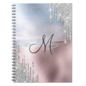 Silver Glitter druppelt blauw Roos goud Metallic Notitieboek (Voorkant)