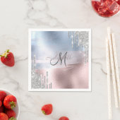 Silver Glitter druppelt blauw Roos goud Metallic Servet (Insitu)