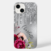 Silver glitter druppelt de floraalnaam Case-Mate iPhone case (Achterkant)