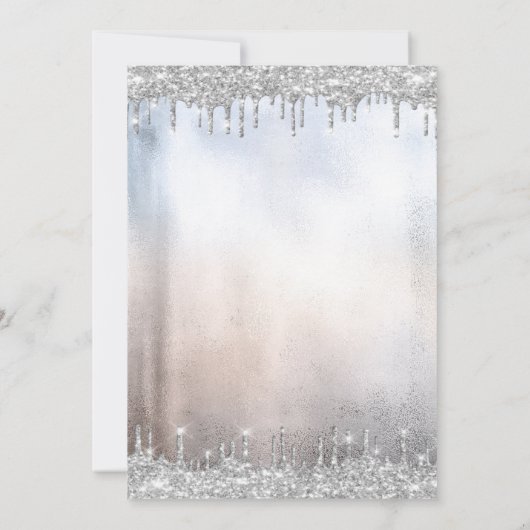 Silver Glitter druppelt Eiffeltoren Quinceanera Kaart (Achterkant)