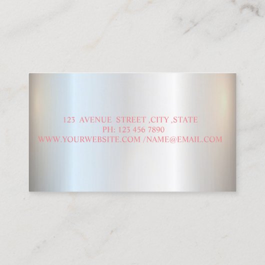 Silver Glitter druppelt elaar Elegant Professional Visitekaartje (Achterkant)