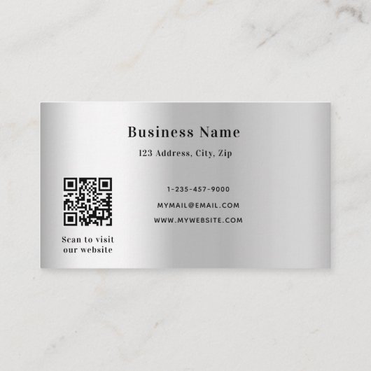 Silver glitter druppelt elegant qr code business kortingskaartje (Achterkant)