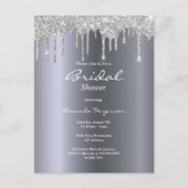Silver glitter druppelt glam bridal doucheuitnodig briefkaart (Voorkant)