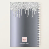 Silver glitter druppelt glazen aanwijzingsboek 202 planner (Achterkant)