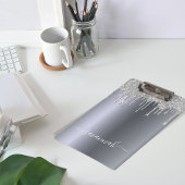 Silver glitter druppelt manuscriptnaam elegant klembord