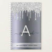 Silver glitter druppelt monogram afspraken af planner (Voorkant)