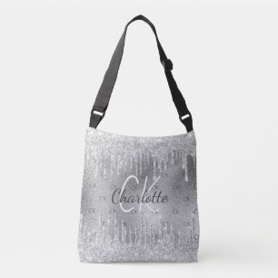 Silver glitter druppelt monogram elegant crossbody tas