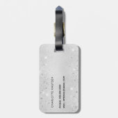 Silver glitter druppelt monogram initialen naam bagagelabel (Achterkant verticaal)