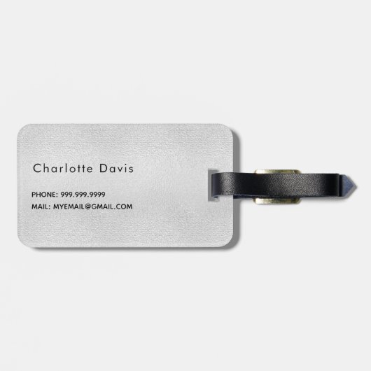 Silver glitter druppelt monogram naam bagagelabel (Achterkant horizontaal)