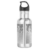 Silver glitter druppelt monogram naam waterfles (Achterkant)