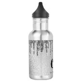 Silver glitter druppelt monogram naam waterfles (Links)