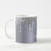 Silver glitter druppelt monogram naamscript koffiemok (Links)