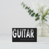 Silver Glitter Druppelt Script Gitaar Leraar Visitekaartje (Staand voorkant)
