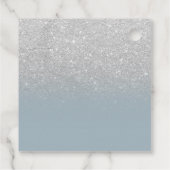 Silver glitter dusty blue bedankt voor je bruiloft bedankjes labels (Achterkant)