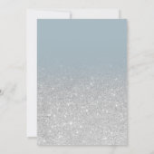 Silver glitter dusty blue script vrijgezellenfeest kaart (Achterkant)