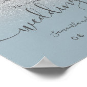 Silver glitter dusty blue script welkom poster (Hoek)