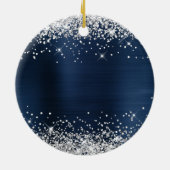 Silver Glitter Dusty Navy Blue Folie 40th Birthday Keramisch Ornament (Achterkant)